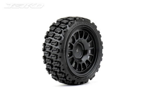 Jetko 1/10 Rally Couragia Tires Mounted on Black Claw Rims, Super Soft (4)