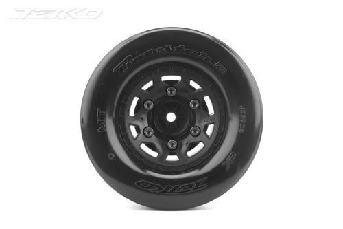 Jetko 1/10 DR Booster RR Tires for Rear on Black Claw Rims, Super Soft, Belted, 12mm 1/2" Offset, Wide