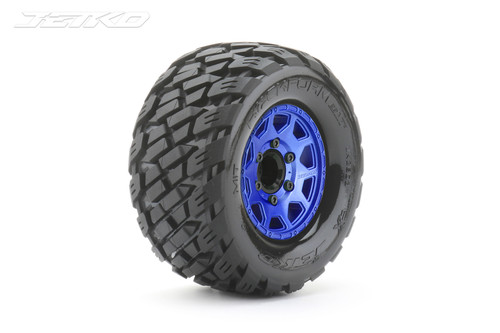 Jetko MT 2.8 EX-Rockform Tires Mounted on Blue Claw Rims, Medium Soft, Glued, 17mm for Pro-MT 4