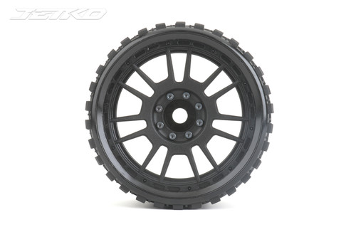 Jetko 1/8 SMT 4.0 Prophet Tires Mounted on Black Claw Rims, Medium Soft, Belted, 17mm 0" Offset