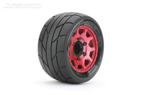 Jetko 1/10 ST 2.8 EX-Super Sonic Tires Mounted on Red Claw Rims, Medium Soft, Glued, 17mm