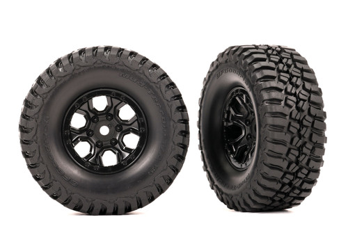 Traxxas 9774 Tires & wheels, assembled (black 1.0" wheels, BFGoodrich Mud-Terrain T/A KM3 2.2x1.0" tires) (2)