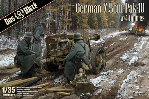 Das Werk 1/35 German 7,5cm Pak40 w/4 Figures Model Kit