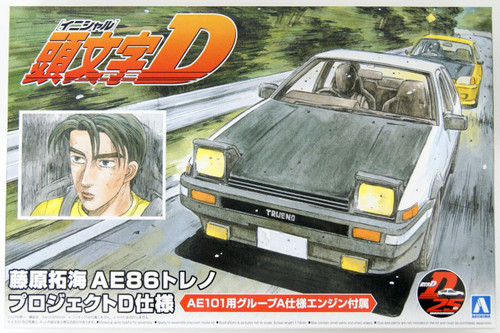 Aoshima 1/24 Initial D Toyota Fujiwara Takumi AE86 Trueno Project-D Ver. Model Kit