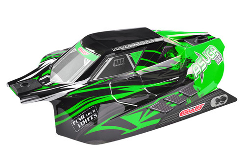 Team Corally Polycarbonate Body, Asuga XLR, Painted Green, Cut
