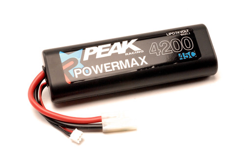 Peak Racing PowerMax Sport 4200mAh LiPo Battery, 7.4V (Tamiya Plug) 45C