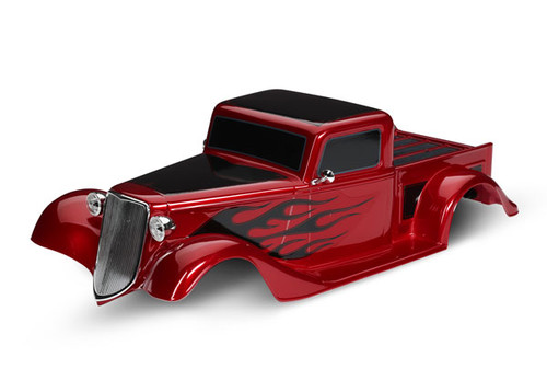 Traxxas 9335R Body, Factory Five '35 Hot Rod Truck, complete (red) (painted, decals applied)