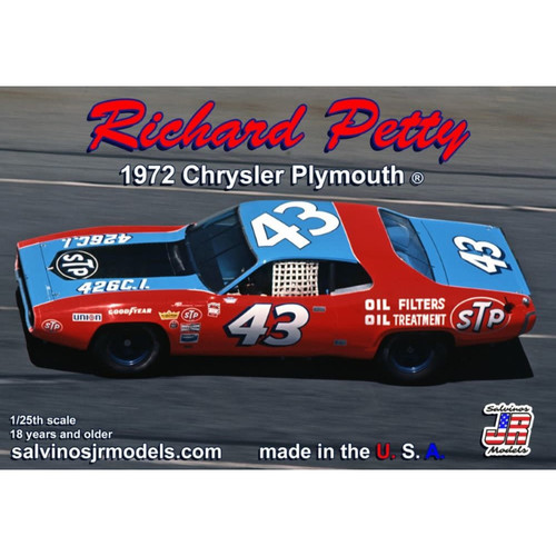 JR Salvinos 1/25 Scale Richard Petty 1972 Plymouth Chrysler Daytona Car Model Kit