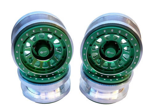 Racers Edge Aluminum CNC 2.9'' Wheels for Axial SCX6 4pcs B Style Green