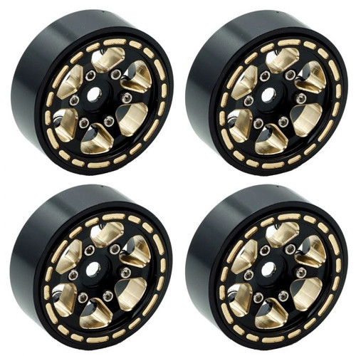 PowerHobby 1.0" Black Brass Beadlock Crawler Wheels, for 1/24 Axial SCX24