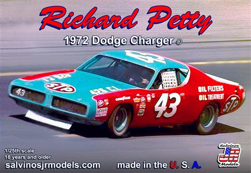 Salvinos JR RPDC1972T- Richard Petty 1972 Dodge Charger Talladega 1/25 Scale Model Car Kit