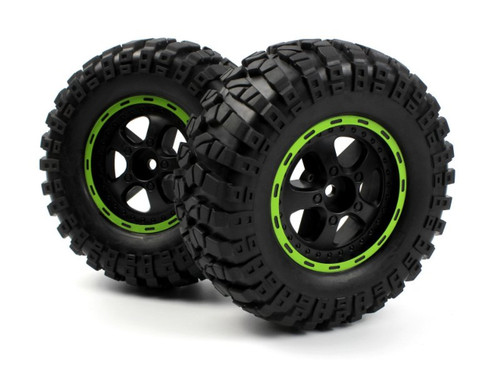BlackZon Smyter Desert Wheels/Tires Assembled (Black/Green)