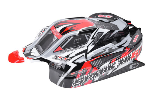 Team Corally Polycarbonate Body, Spark XB6, Red, Cut, Decal Sheet, 1pc
