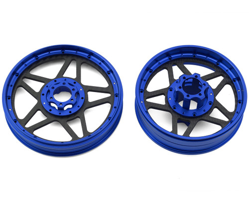 Treal Hobby Losi Promoto MX CNC Aluminum Wheel Set w/Carbon Spokes (Blue)