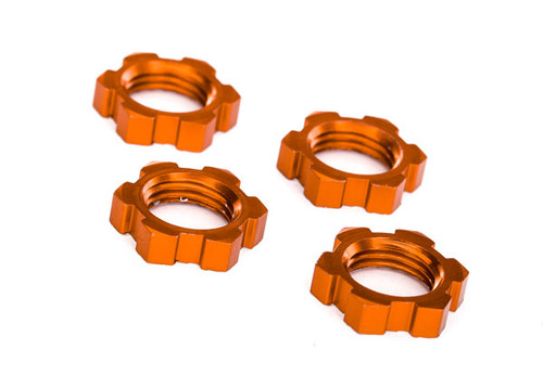 Traxxas 7758T Wheel nuts, splined, 17mm, serrated (orange-anodized) 