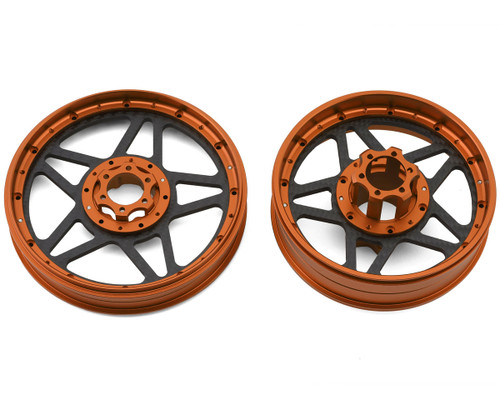 Treal Hobby Losi Promoto MX CNC Aluminum Wheel Set w/Carbon Spokes (Orange)