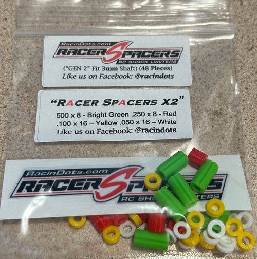 Racin Dots "GEN 2" RacerSpacers 48 Piece Kit (3mm Shock Shaft)
