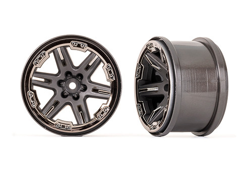 Traxxas 6772-BLK Wheels, RXT 2.8" (charcoal gray & black chrome) (2)