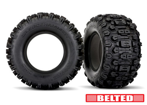 Traxxas 7870 Tires, Sledgehammer (belted, dual profile (4.3" outer, 5.7" inner)) (left & right)/ foam inserts (2) Traxxas 7870 Tires, Sledgehammer (belted, dual profile (4.3" outer, 5.7" inner)) (left & right)/ foam inserts (2)