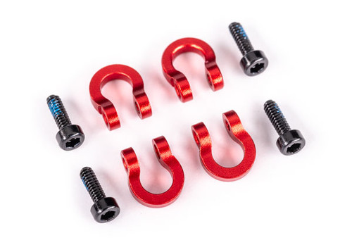 Traxxas 9734R Bumper D-rings, front or rear, 6061-T6 aluminum (red-anodized) (4)/ 1.6x5mm CS (with threadlock) (4)
