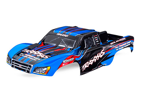 Traxxas 5924-BLUE Body, Slash 2WD (also fits Slash VXL & Slash 4X4), blue (painted, decals applied) (assembled with front & rear latches for clipless mounting) (TRA5924-BLUE)