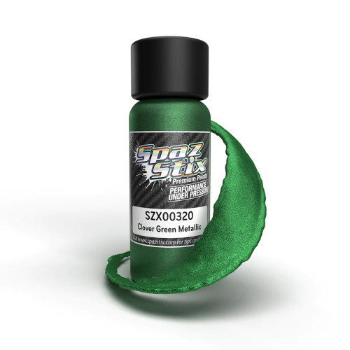 Spaz Stix Clover Green Metallic Airbrush Ready Paint, 2oz Bottle