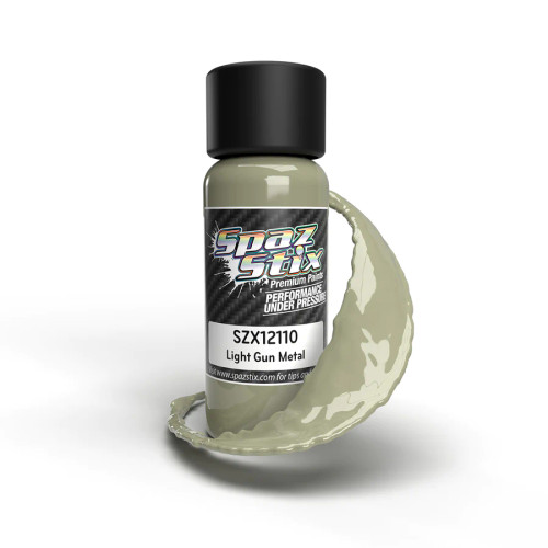 Spaz Stix Light Gun Metal Airbrush Ready Paint, 2oz Bottle