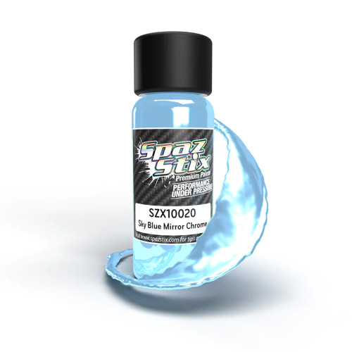 Spaz Stix Sky Blue Mirror Chrome Airbrush Ready Paint, 2oz Bottle