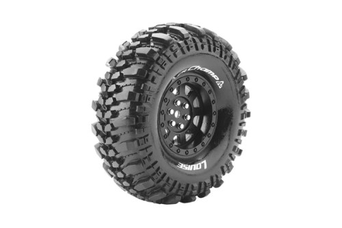 CR-Champ 1/10 1.9 Crawler Tires, 12mm Hex, Super Soft, Mounted on Black Rim, Front/Rear (2)