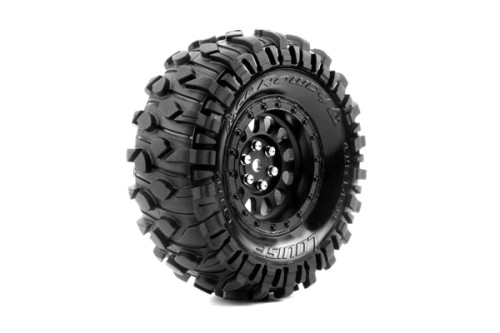 CR-Rowdy 1/10 1.9 Crawler Class 1 Tires, 12mm Hex on Black Rim, Super Soft, Front/Rear (2)