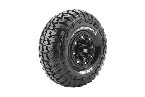 CR-Griffin 1/10 2.2 Crawler Tires, 12mm Hex, Super Soft, Mounted on Black Rim, Front/Rear (2)