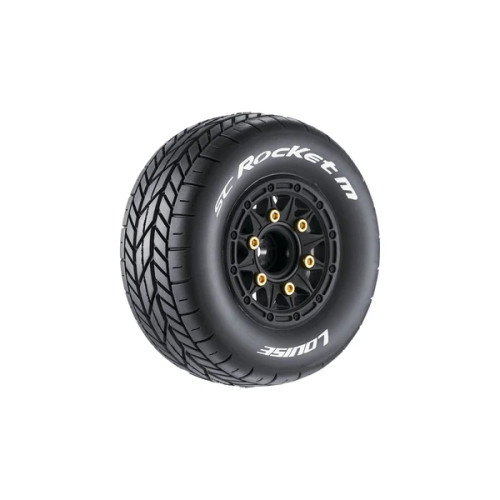 SC-Rocket M Oval Track 1/10 Short Course Tires, Soft, 12, 14 & 17mm Removable Hex on Black Rim (2)