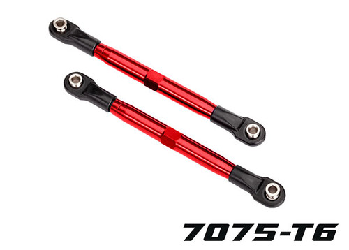 Traxxas 6742R Toe links (TUBES red-anodized, 7075-T6 aluminum, stronger than titanium) (87mm) (2)/ rod ends (4) aluminum wrench (1)