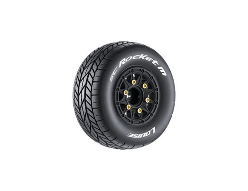 SC-Rocket M Oval Track 1/10 Short Course Tires, Super Soft, 12, 14 & 17mm Hex on Black Rim (2)