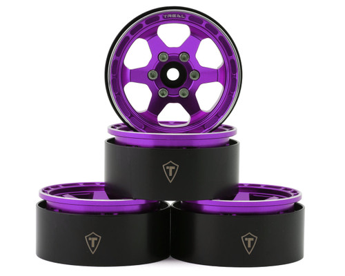 Treal Hobby Type 4P 1.9" 6-Spoke Beadlock Wheels (Purple) (4)