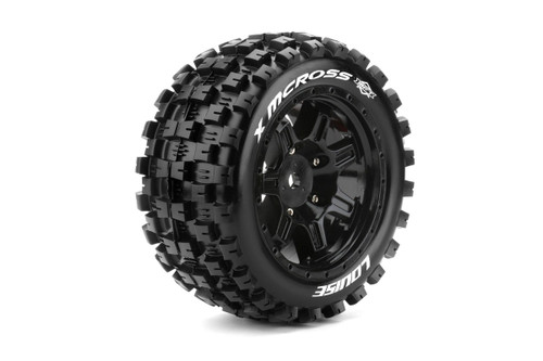 MFT X-Rowdy Sport Monster Truck Tires, 24mm Hex, Mounted on Black