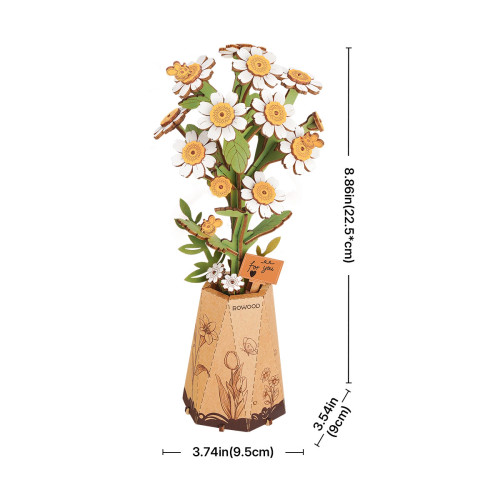 Rowood DIY Wooden Flower Bouquet 3D Wooden Puzzle Chamomile TW061