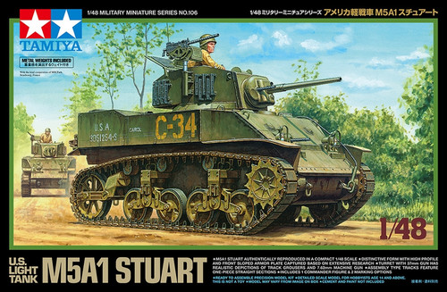 Tamiya 32606 1/48 US LightTank M5A1 Stuart, Plastic Model 