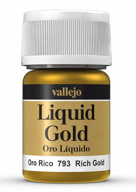Vallejo 35ml Bottle Metallic Liquid Rich Gold Model Color 