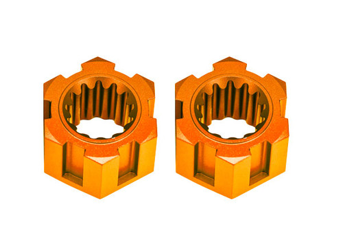 Traxxas 10954-ORNG Orange Aluminum Front Sand Car Hex Hubs & Clips (2)
