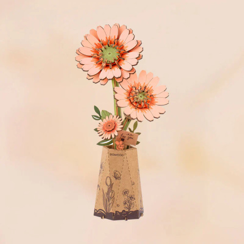 Rowood TW111 DIY Wooden Orange Gerbera Daisy Flower