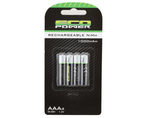 EcoPower 5063 High Power Rechargeable AAA NiMH Batteries (4) (1.2V/1000mAh) (Mini-Z)
