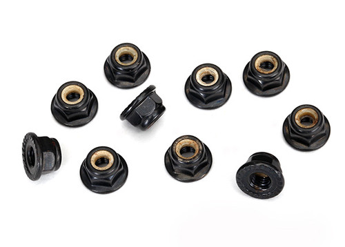 Traxxas 8347 Black 4 mm Flanged Nylon Locking Nuts (10)