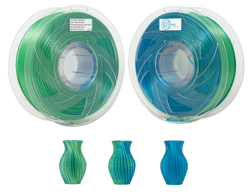  ZYLtech Dual Color Silk Series 3D Printer Filament 1.75mm 1 kg/2.2 lbs Dual color: Emerald Water