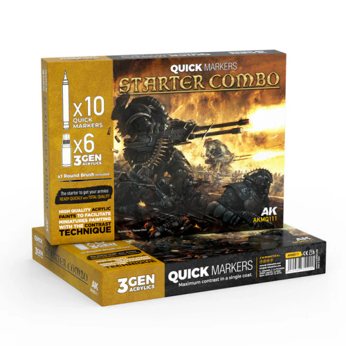  AK Interactive MQ111 Starter Combo Quick Markers + 3 Gen Set