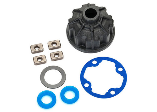 Traxxas Carrier, Differential (Heavy Duty)/ X-Ring Gaskets (2)/ Ring Gear Gasket/ Spacers (4)/ 12.2x18x0.5