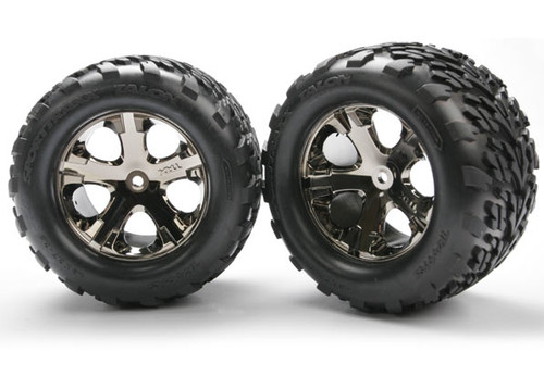 Traxxas 3668A Talon Rear Tires w/All-Star Wheels (2) (Black Chrome)