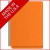 Orange letter size end tab classification folder with 2" gray tyvek expansion and 2" bonded fasteners on inside front and inside back. 18 pt. paper stock. Packaged 25/125.