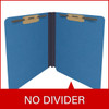 Royal blue letter size end tab classification folder with 2" dark blue tyvek expansion and 2" bonded fasteners on inside front and inside back. 25 pt type 3 pressboard stock, 25/Box