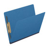 Royal blue letter size end tab classification folder with 2" dark blue tyvek expansion and 2" bonded fasteners on inside front and inside back. 25 pt type 3 pressboard stock. Packaged 25/125